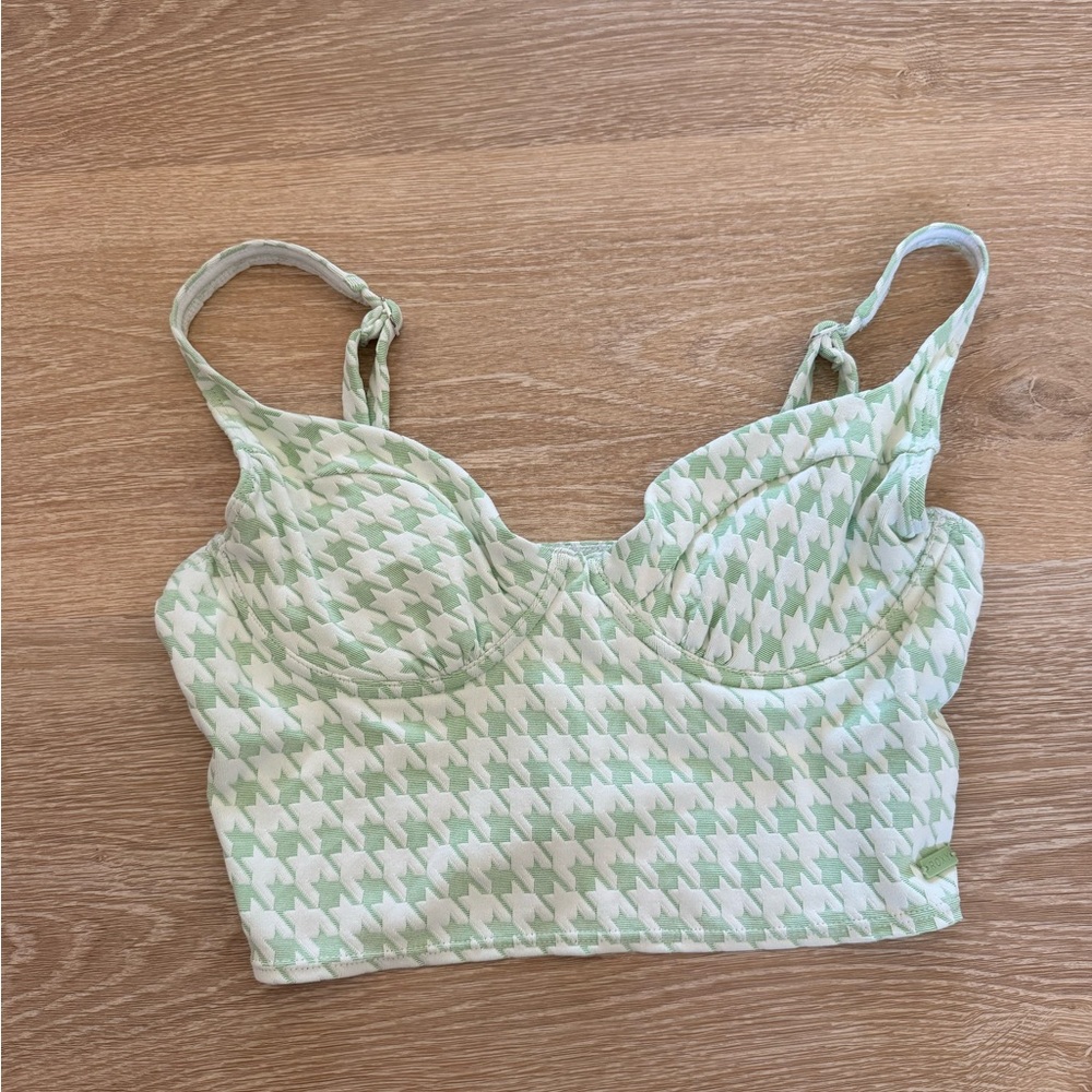 Green & White Crop Top